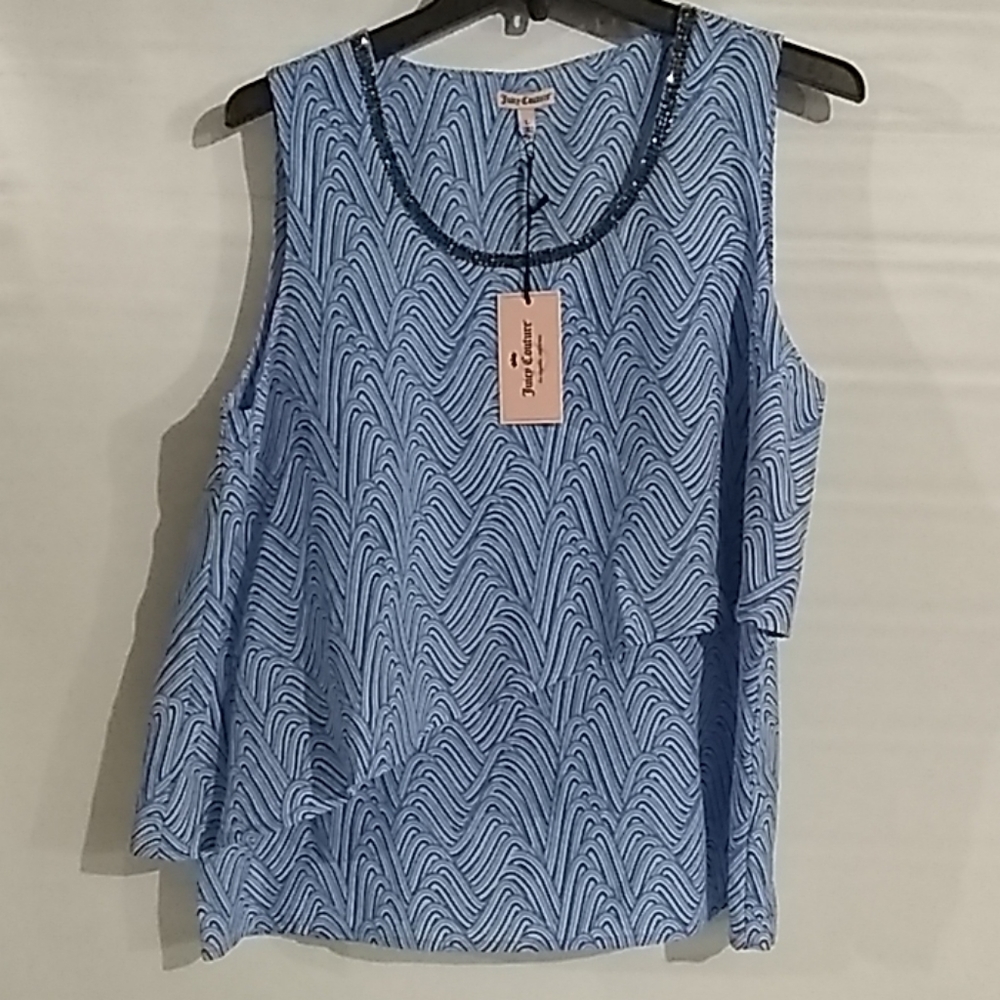 Juicy Couture Sleeveless Sparkle Blouse Size L NWT - Picture 1 of 4